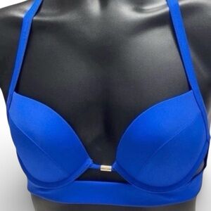 Abercrombie Push Up Underwire Bikini Top 34B Cobalt Blue Crossback